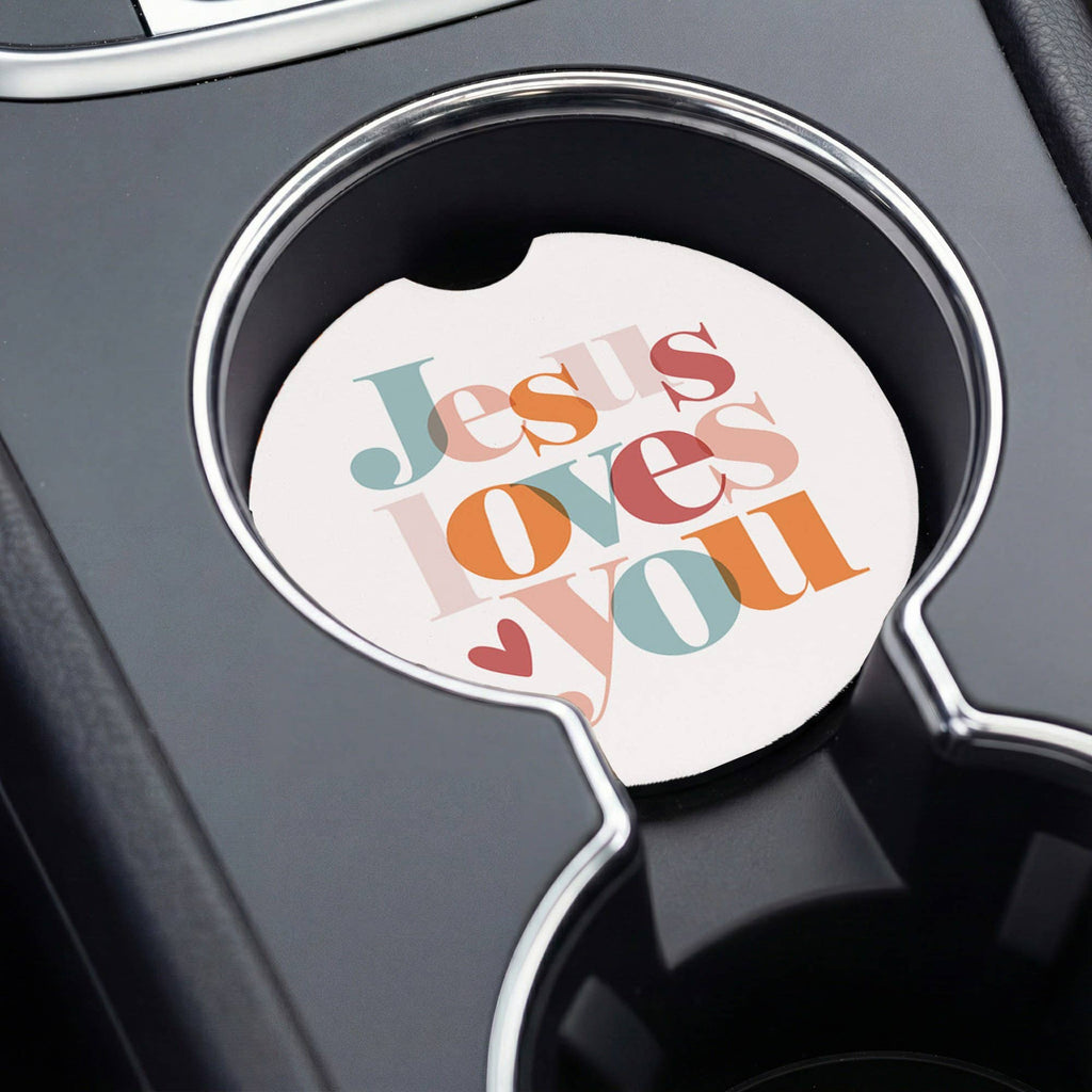 Jesus Loves You Stripes - Car Coasters