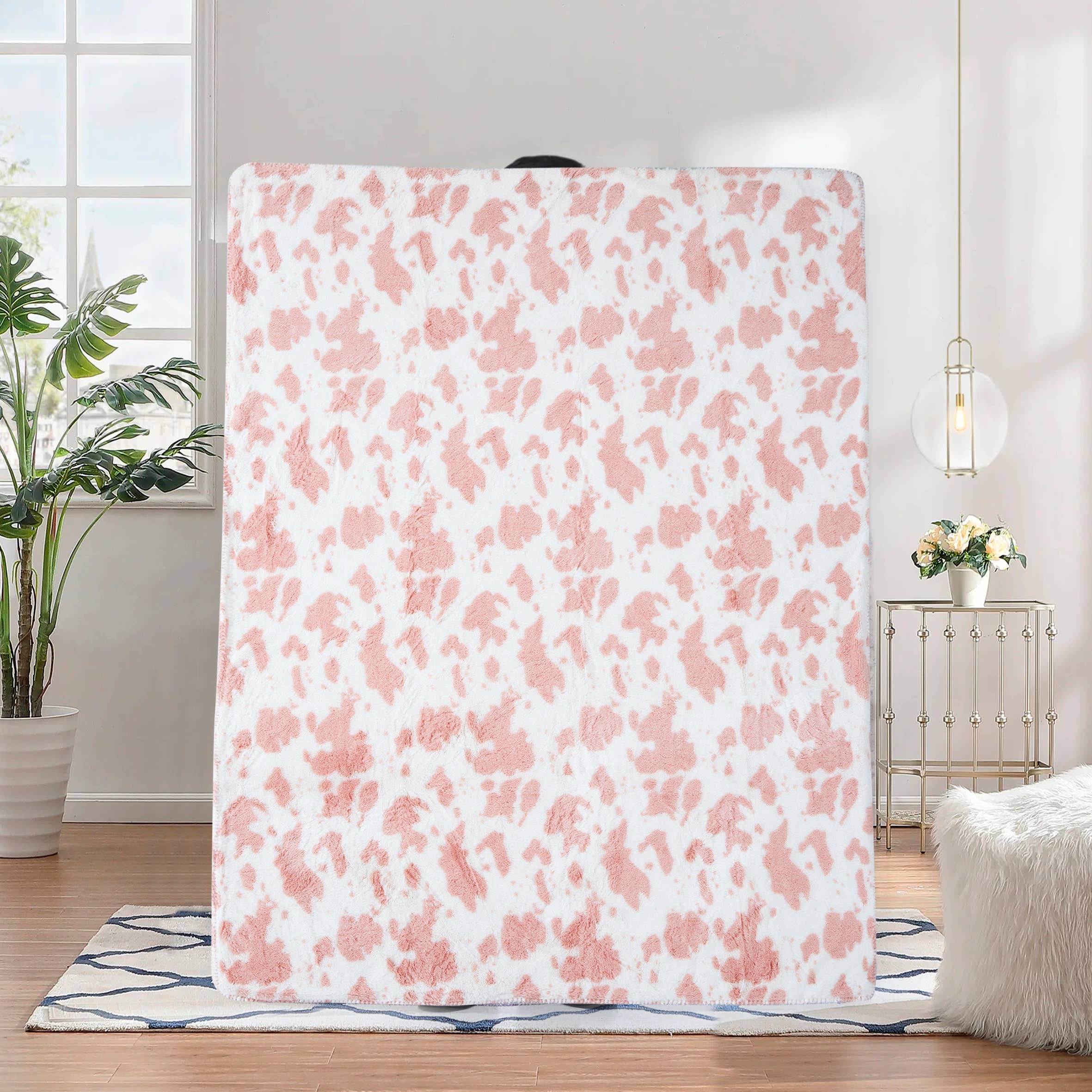 Strawberry Cow Faux Fur Plush Throw Blanket