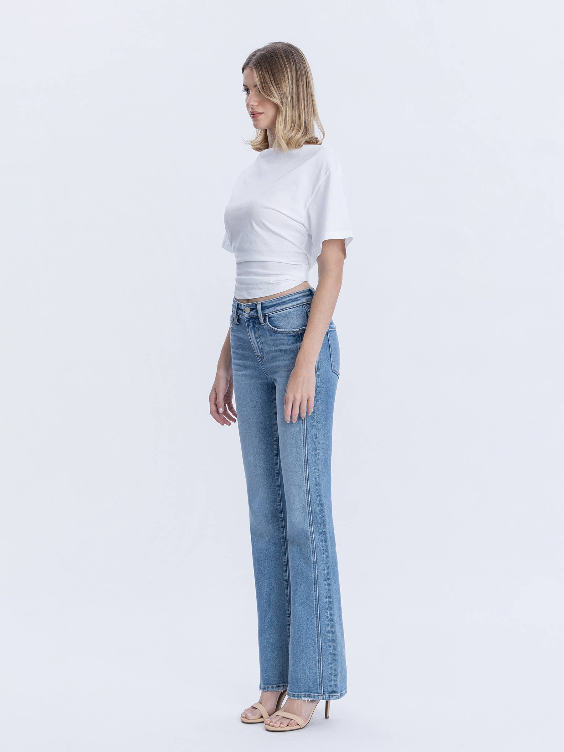 HIGH RISE SEAM DETAILED FULL LENGTH BOOTCUT JEANS