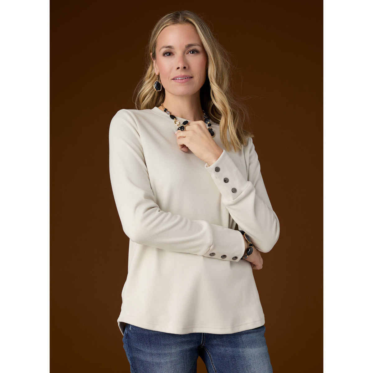 Alexis Super Soft Top with Snap Cuff-Fall