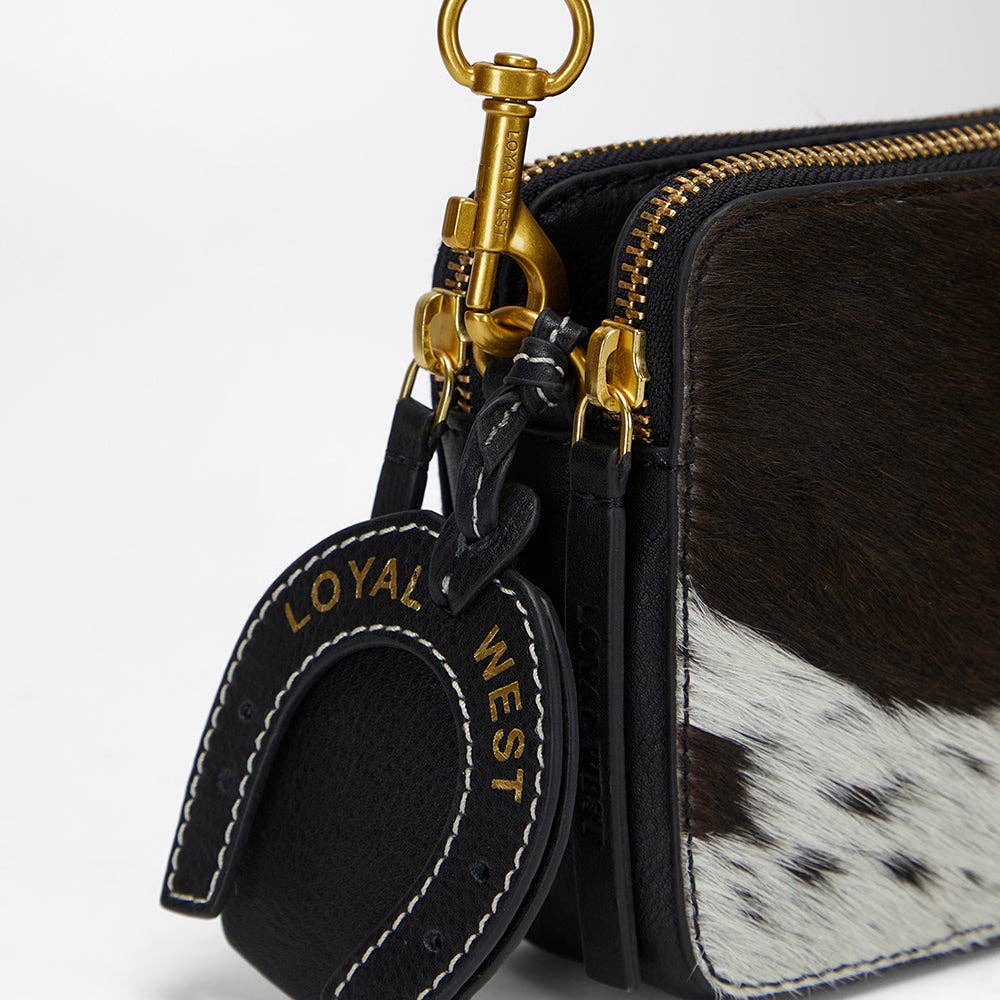 Loyal West Shell Mini Purse In Black & White Cowhide: Single