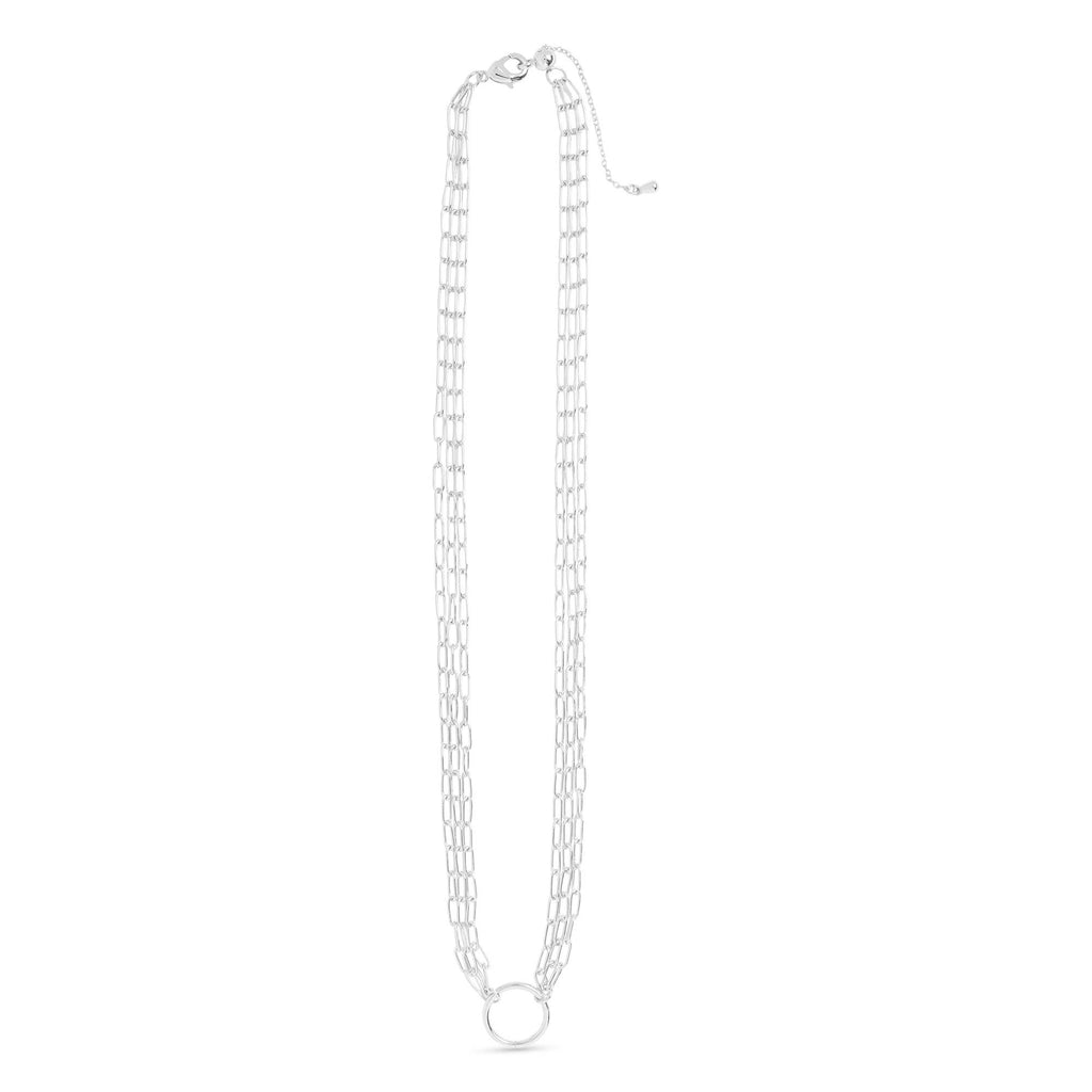 Charm Clasp Necklace: Silver / Station Bead Chain