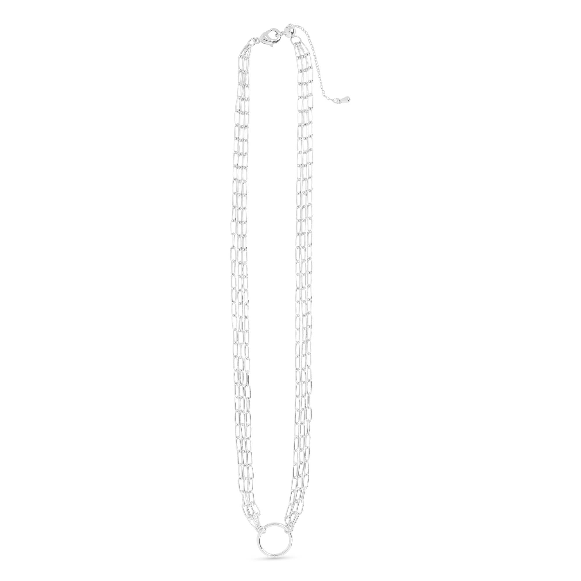 Charm Clasp Necklace: Silver / Station Bead Chain