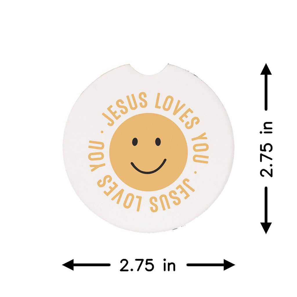 Jesus Loves Smiley - Car Coasters