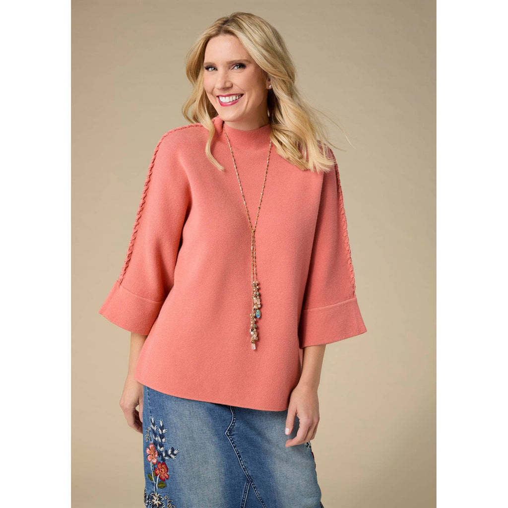 Heavenly-Luxe Stitch Detail Funnel Neck Sweater