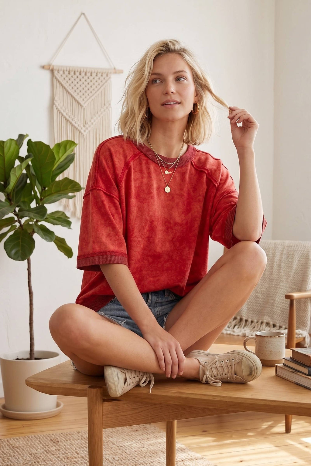 Mineral-Washed Oversized French Terry Top