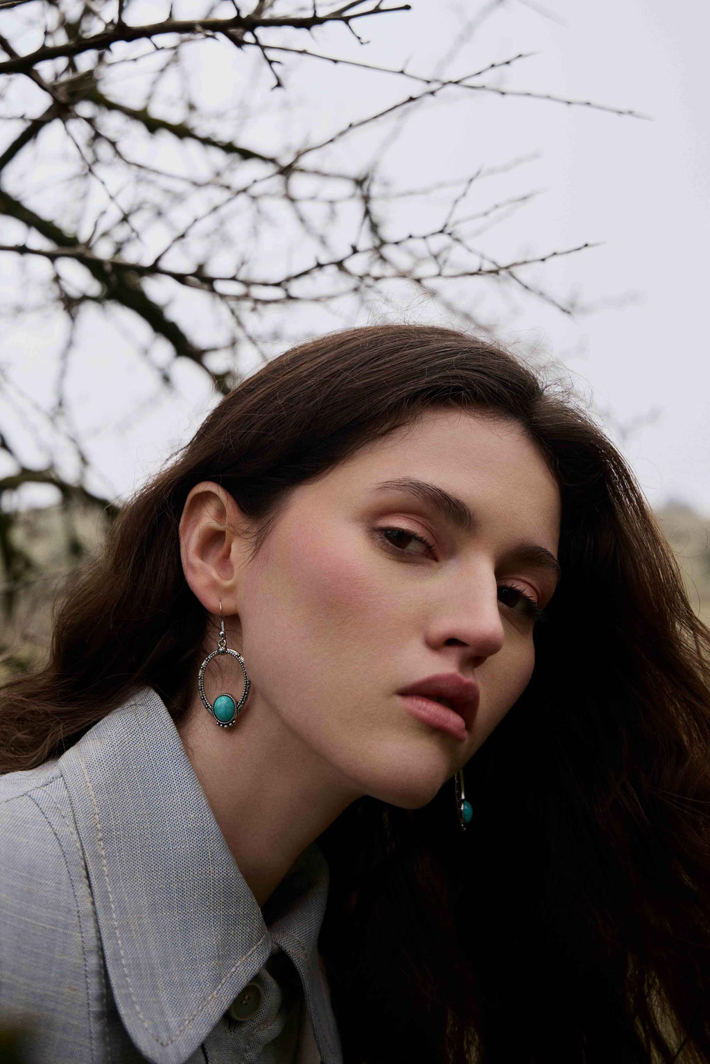 Crescent Sky Earrings in Moon Blue: Moon Blue