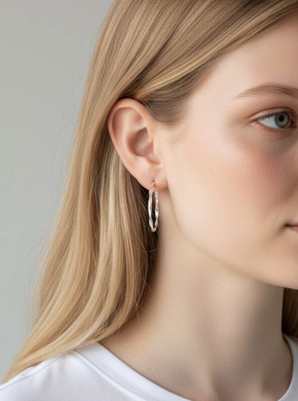Large Geometric Matte Hoop Earrings: Matte Silver