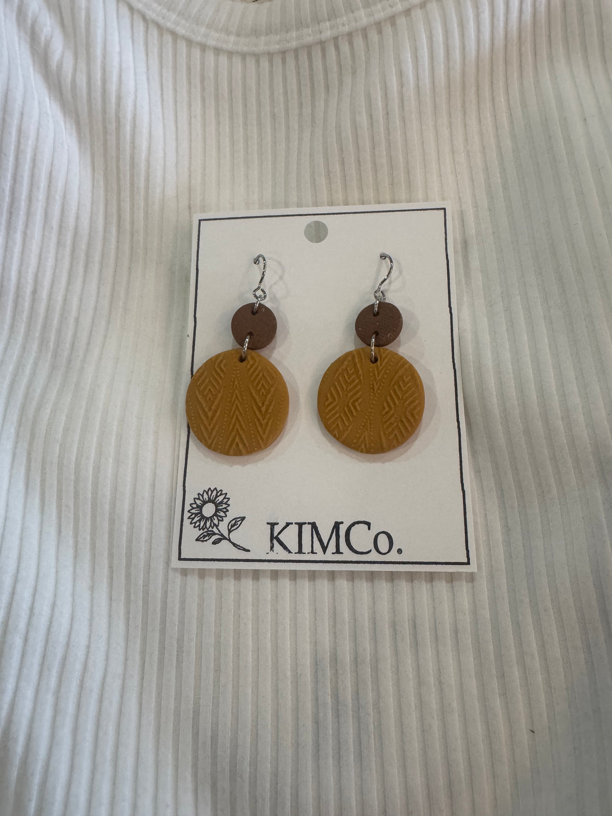 Polymer Clay Earrings - Everyday - Boho: Mustard / Stainless Steel