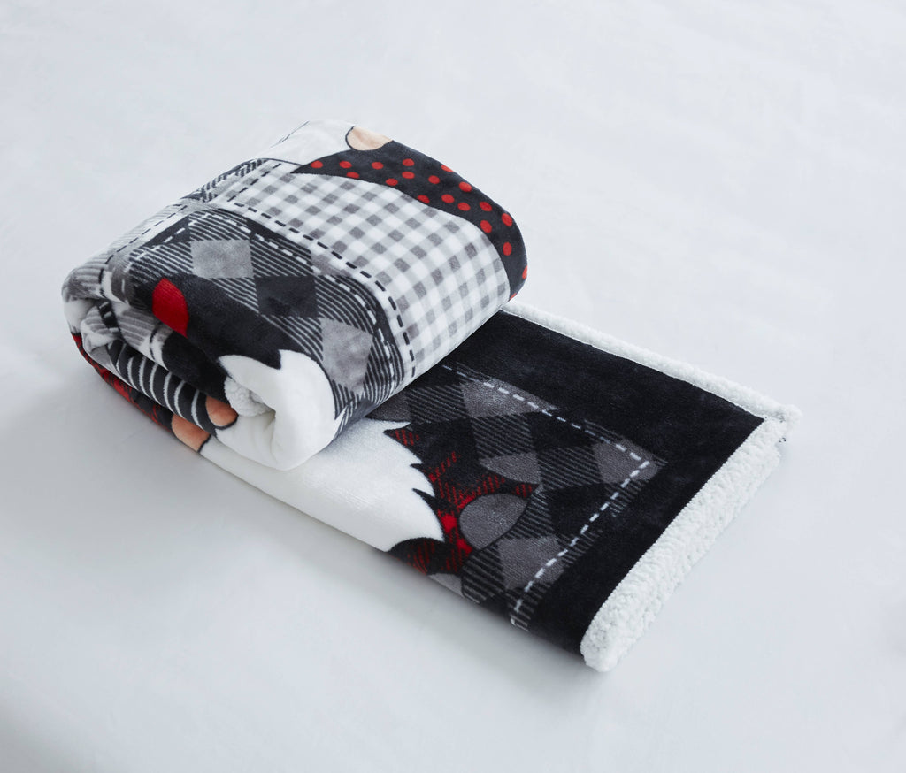 "Gnome Sweet Gnome" Flannel Sherpa Throw Blanket 50"x60"