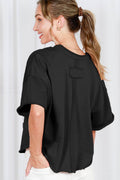Vintage-Inspired Cut Edge Knit Top: Black