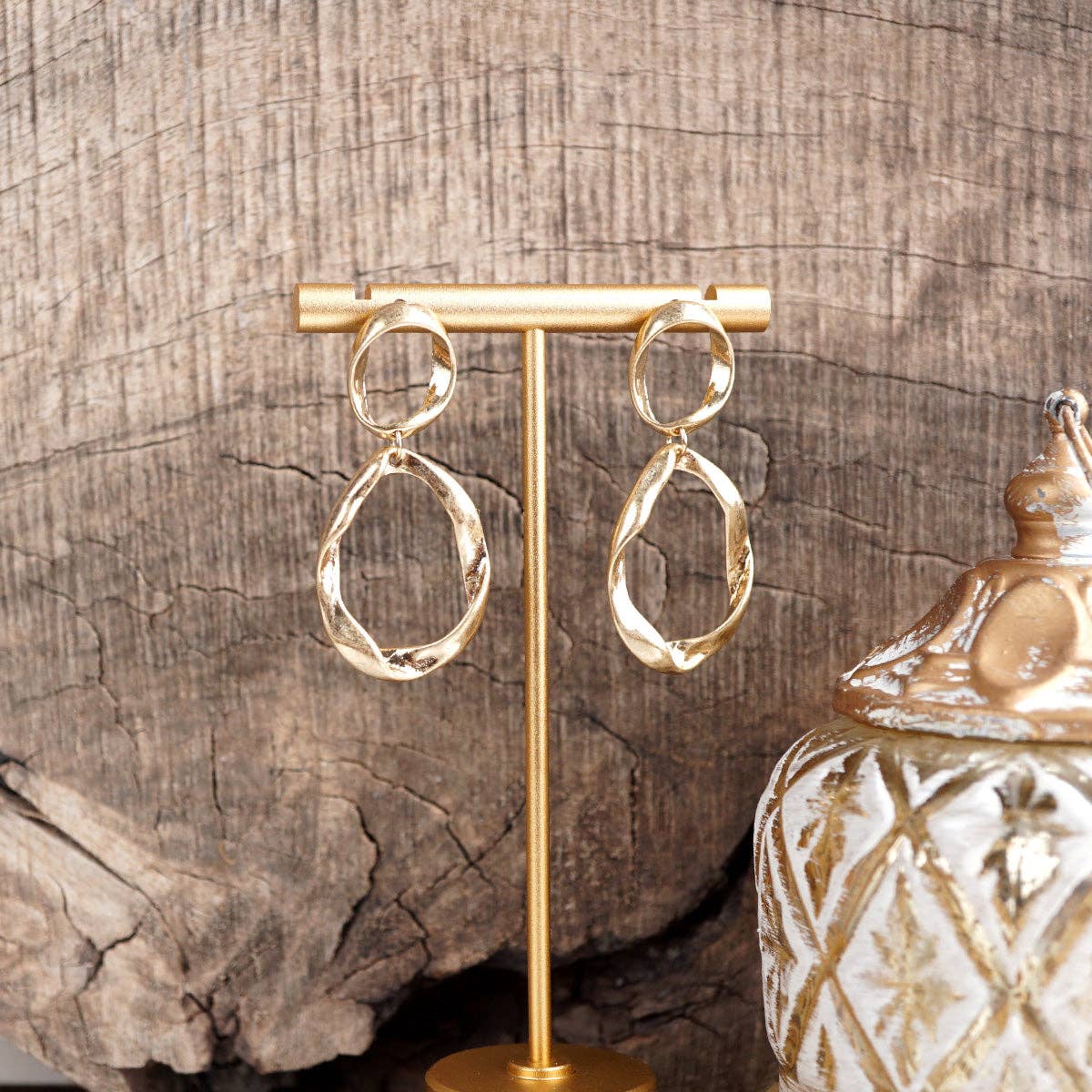 Wanderlight – Textured Tear Drop Earrings: Gold