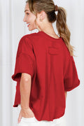 Vintage-Inspired Cut Edge Knit Top: Burgundy