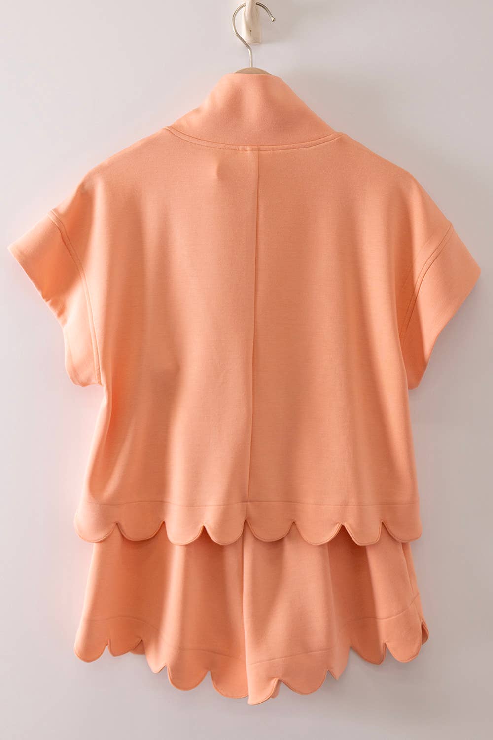 NewIn Half-Zip Scallop Active Shorts Set: Coral