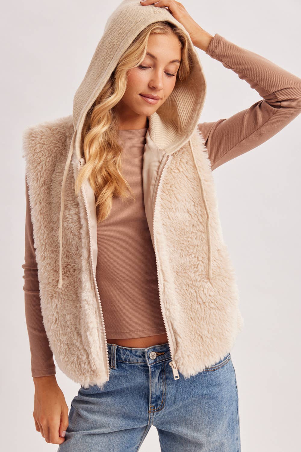Zipper Faux Fur Vest