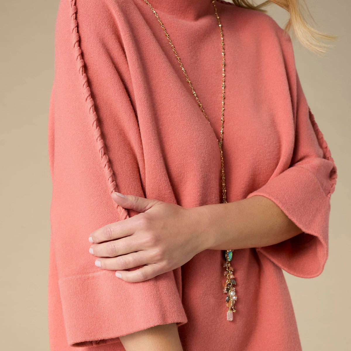 Heavenly-Luxe Stitch Detail Funnel Neck Sweater