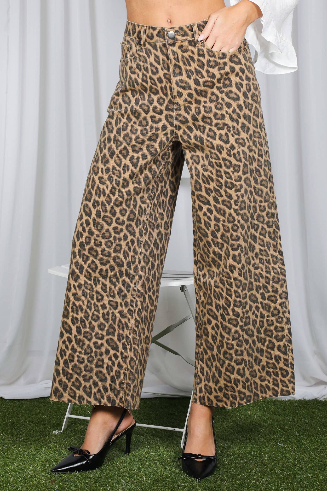 Trendy Cropped High Waist Stretchy Leopard Jeans: Brown
