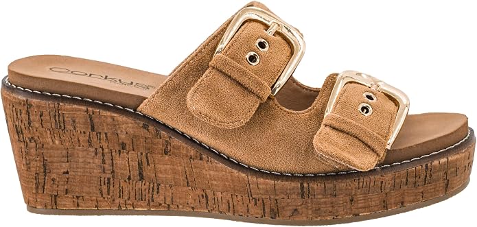 Corkys Double Dare Wedge - Tobacco Faux Suede