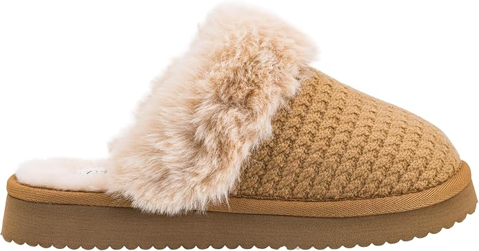 Corkys Lets Order In Slipper - Camel Cable Knit