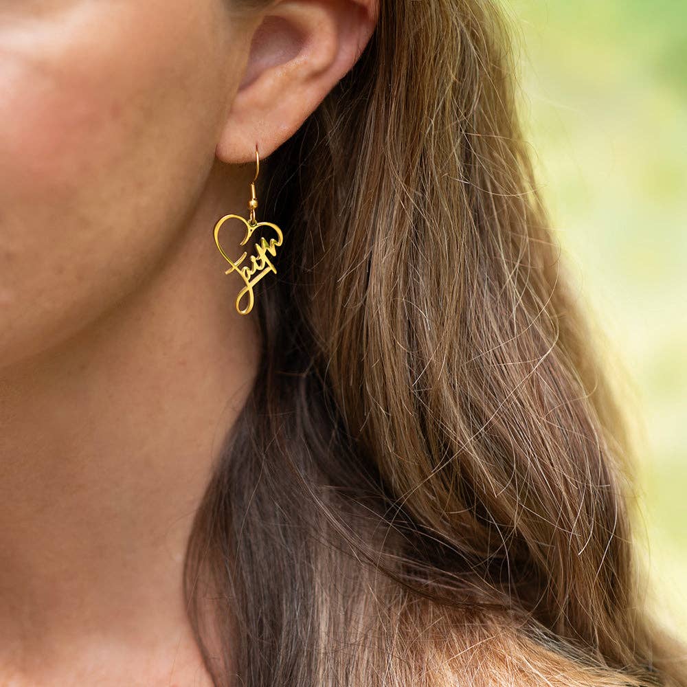 Faith Heart Earrings: 18K Gold Dipped