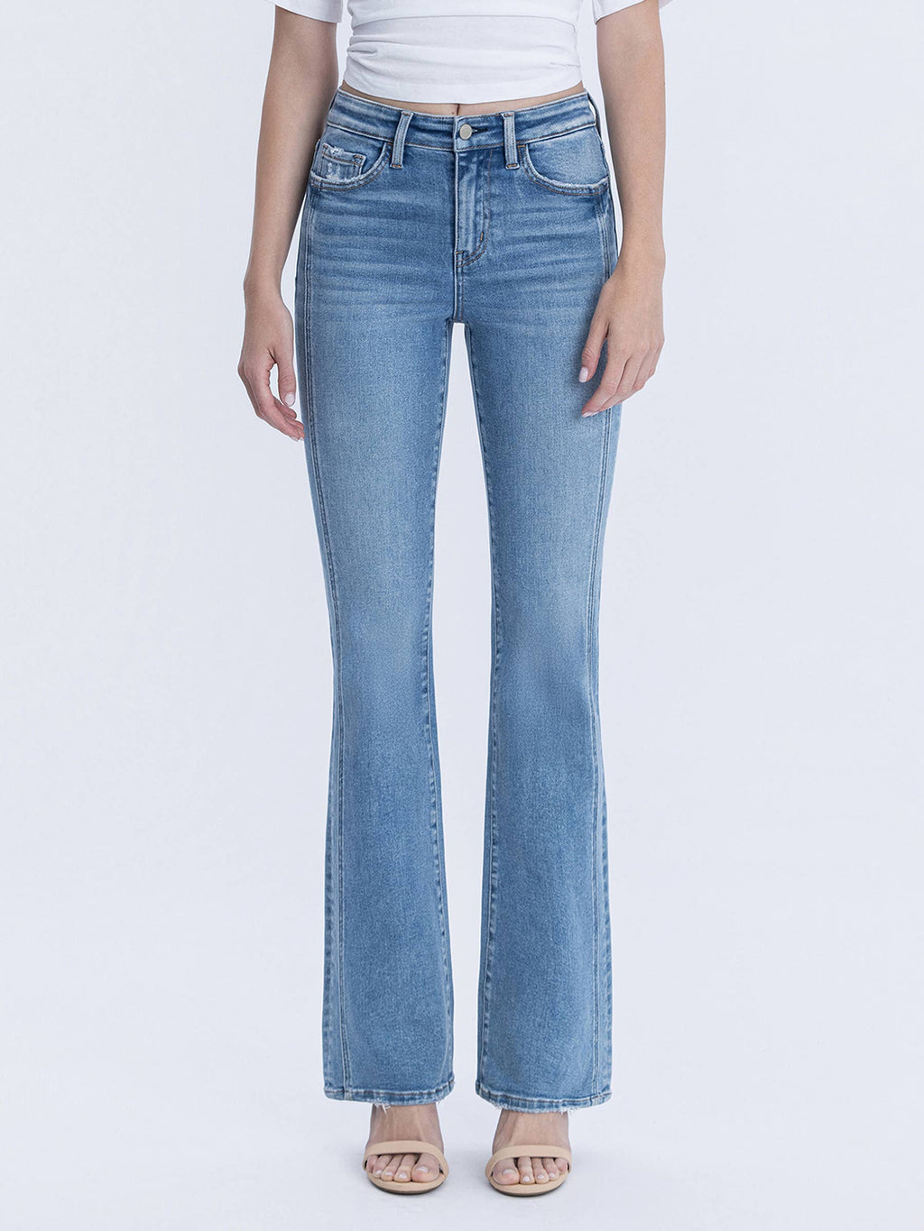 HIGH RISE SEAM DETAILED FULL LENGTH BOOTCUT JEANS