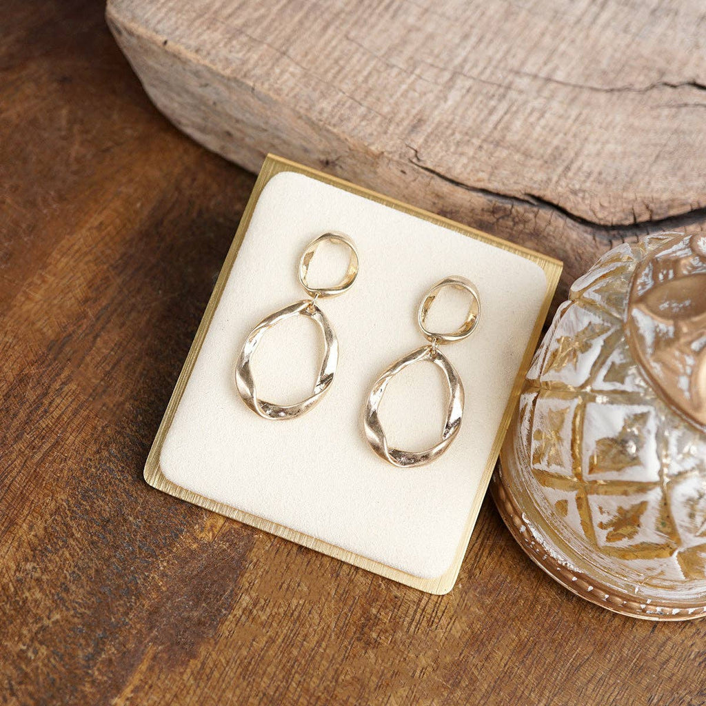 Wanderlight – Textured Tear Drop Earrings: Gold