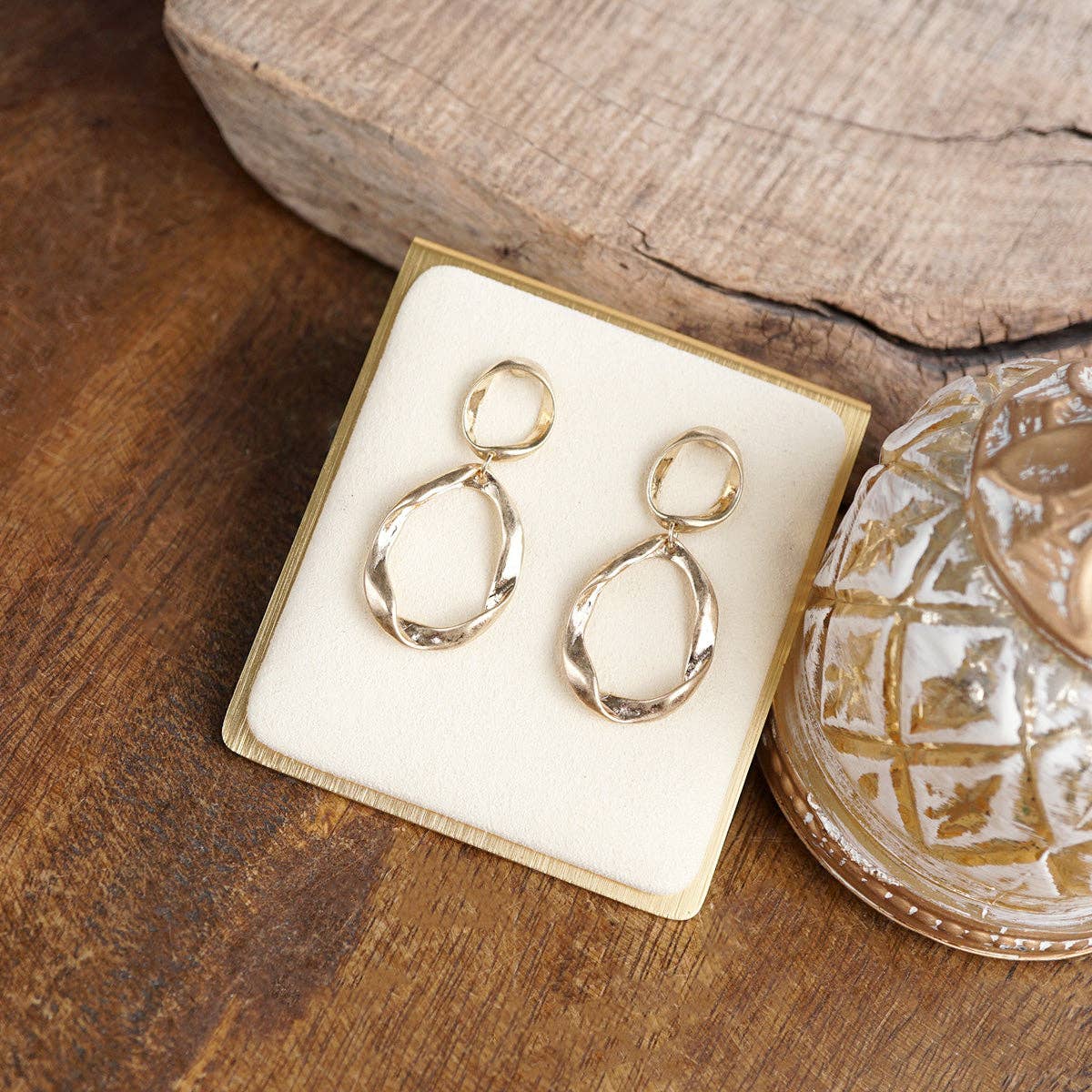 Wanderlight – Textured Tear Drop Earrings: Gold