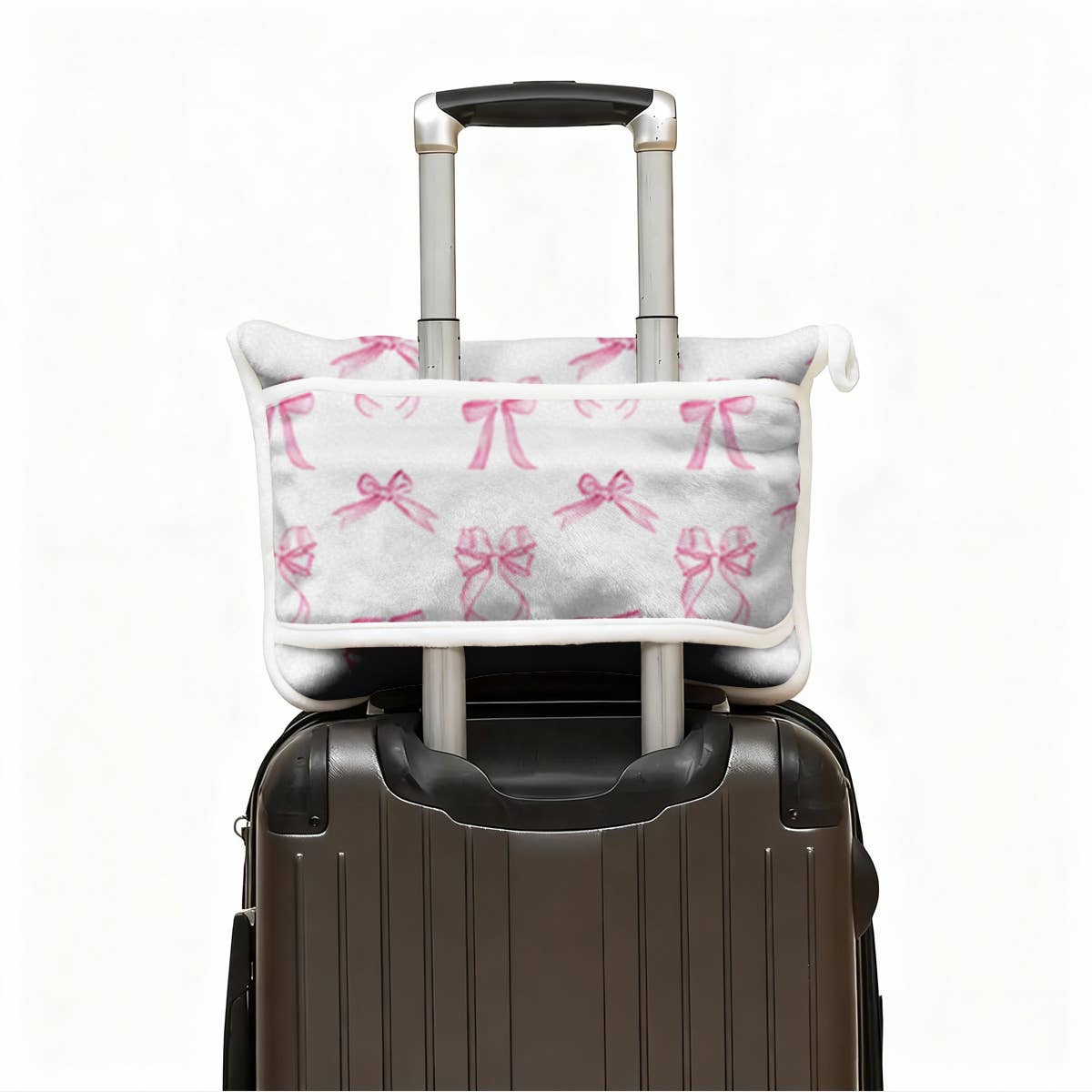 Pink Bows Plush Travel Throw Blanket & Matching Case