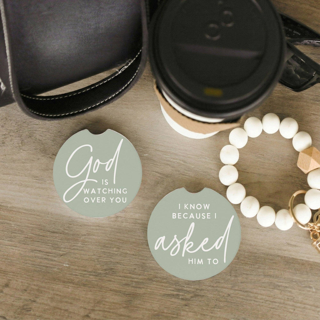 God Is Watching Asked - Car Coasters