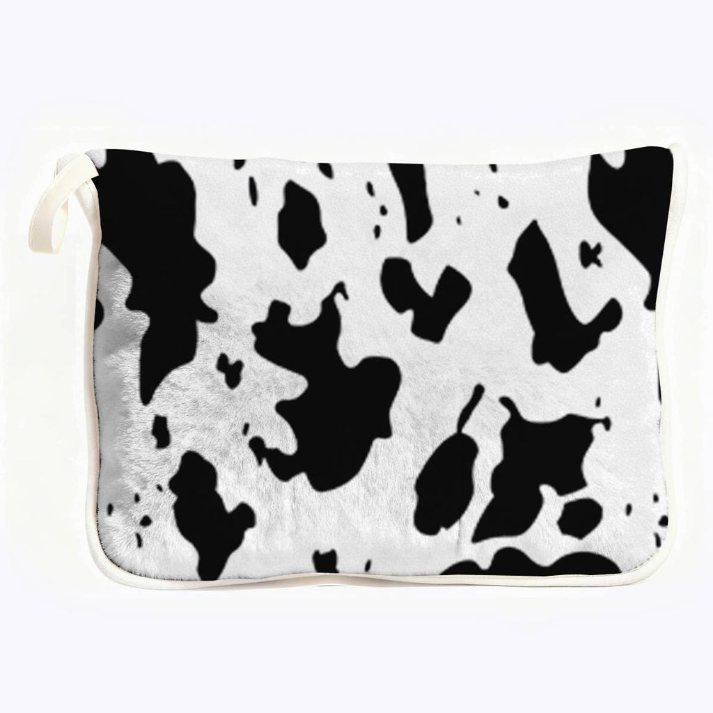 Cow Print Plush Travel Throw Blanket with Matching Case