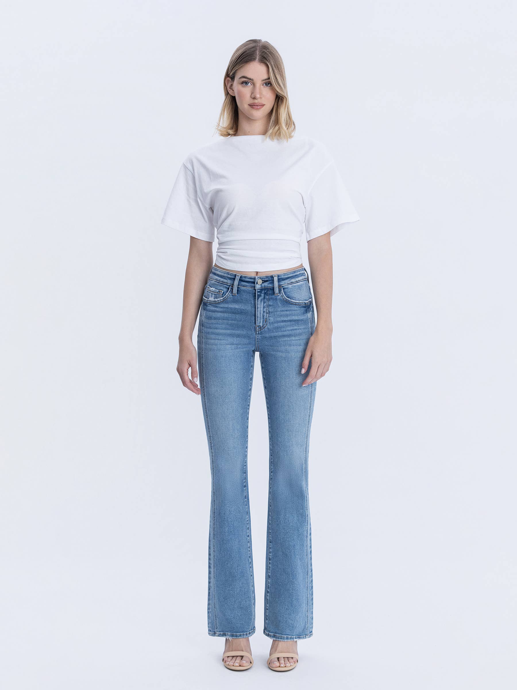 HIGH RISE SEAM DETAILED FULL LENGTH BOOTCUT JEANS