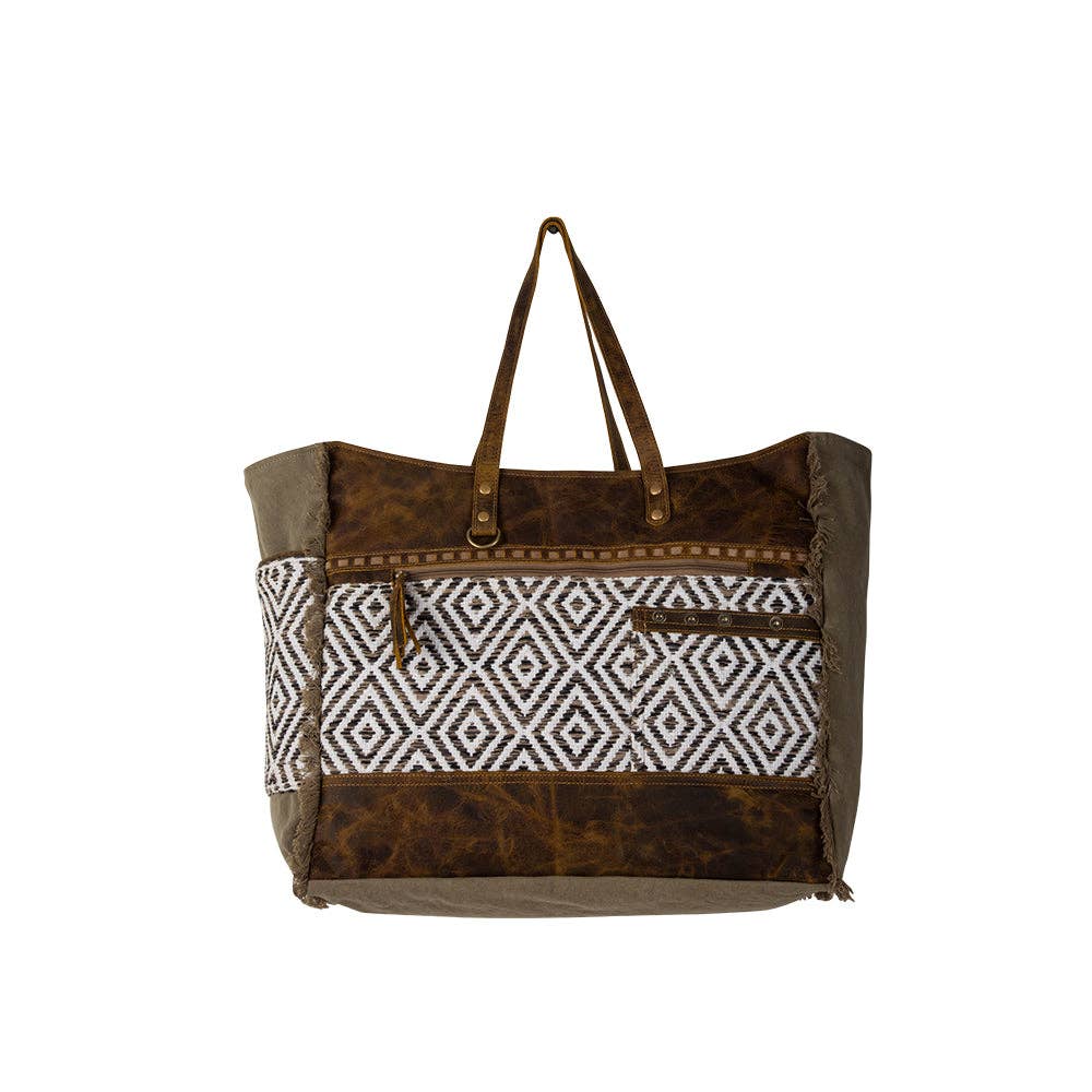 Sand Weaver Weekender Bag: Rich Chocolate & Olive Sandstone