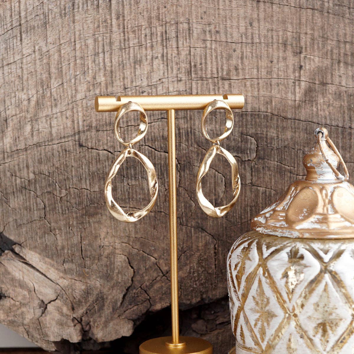Wanderlight – Textured Tear Drop Earrings: Gold