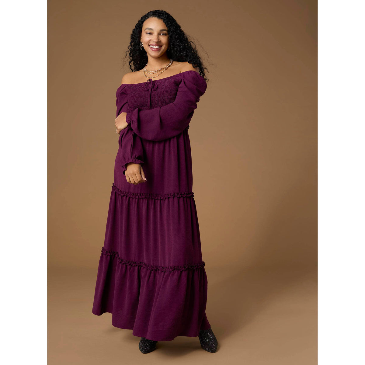 Lanna Smocked Bodice Long Sleeve Maxi Dress