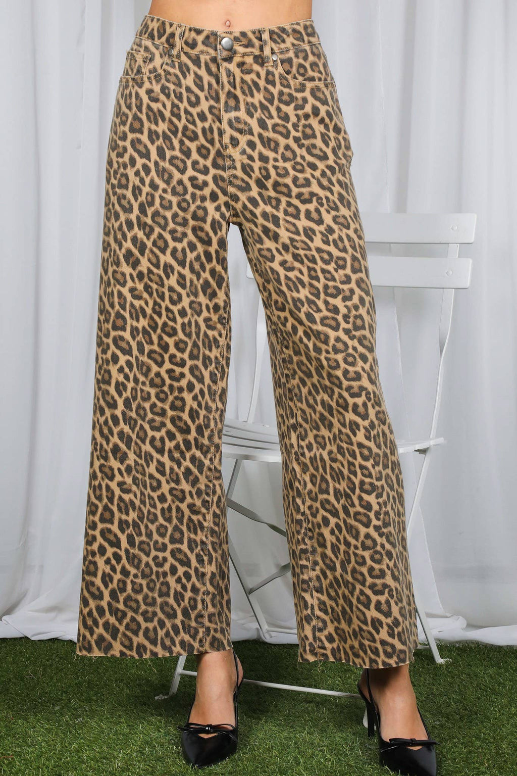 Trendy Cropped High Waist Stretchy Leopard Jeans: Brown