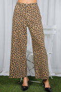 Trendy Cropped High Waist Stretchy Leopard Jeans: Brown