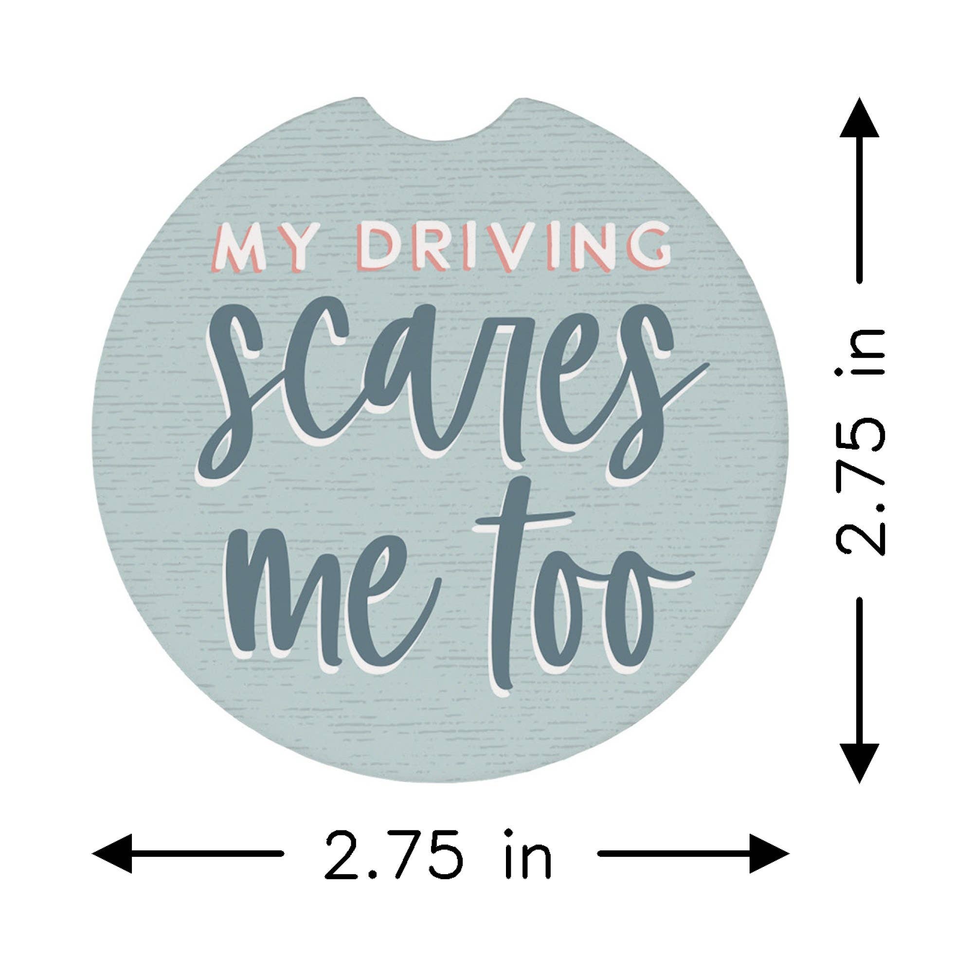 Driving Scares Me Stripes - Car Coasters