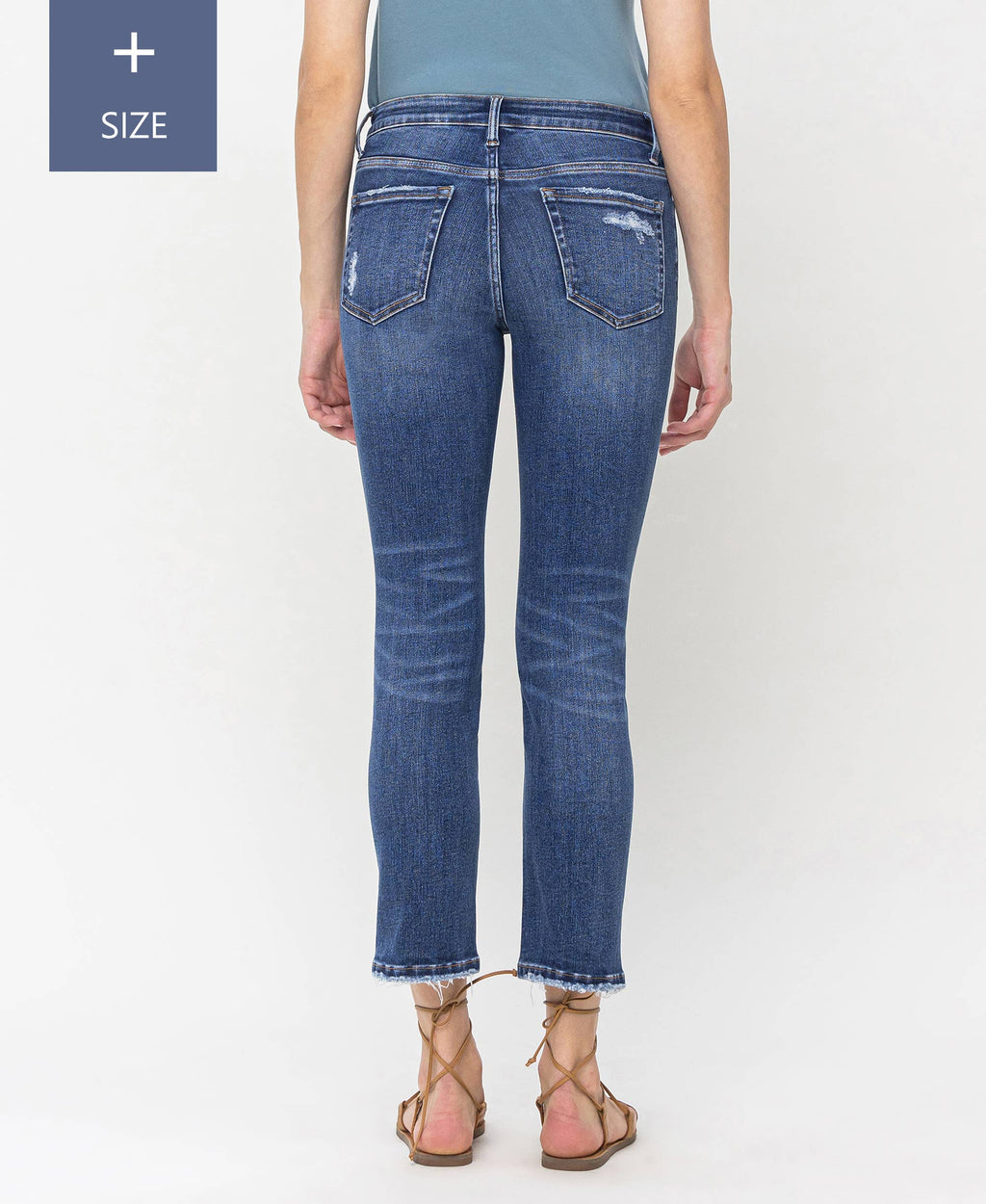PLUS SIZE MID RISE SLIM STRAIGHT JEANS