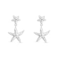 Double Starfish Dangle Earrings: Silver