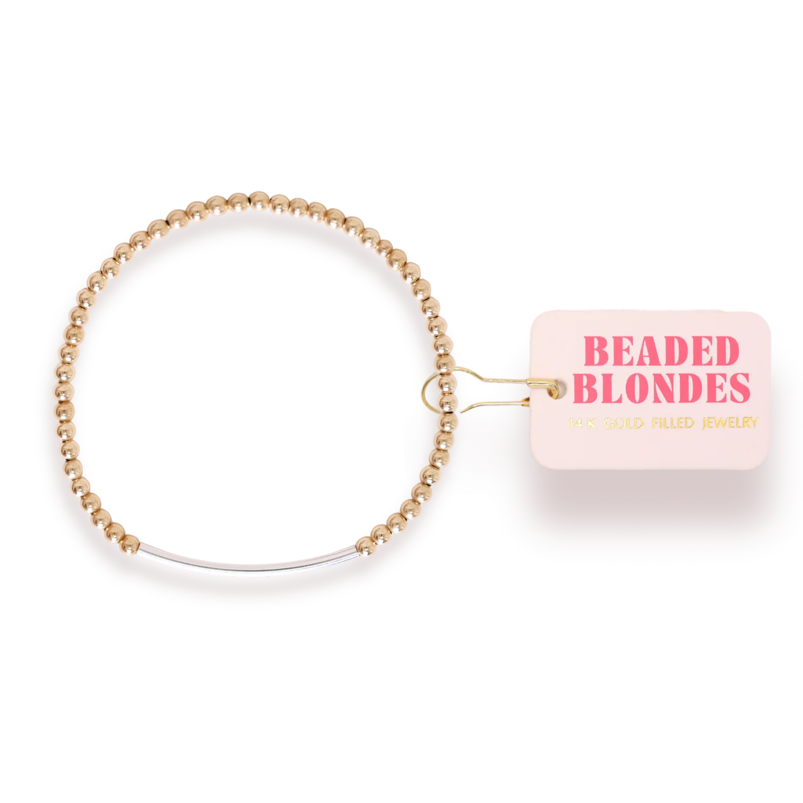 Beaded Blondes Bar Bracelet in Gold with Silver