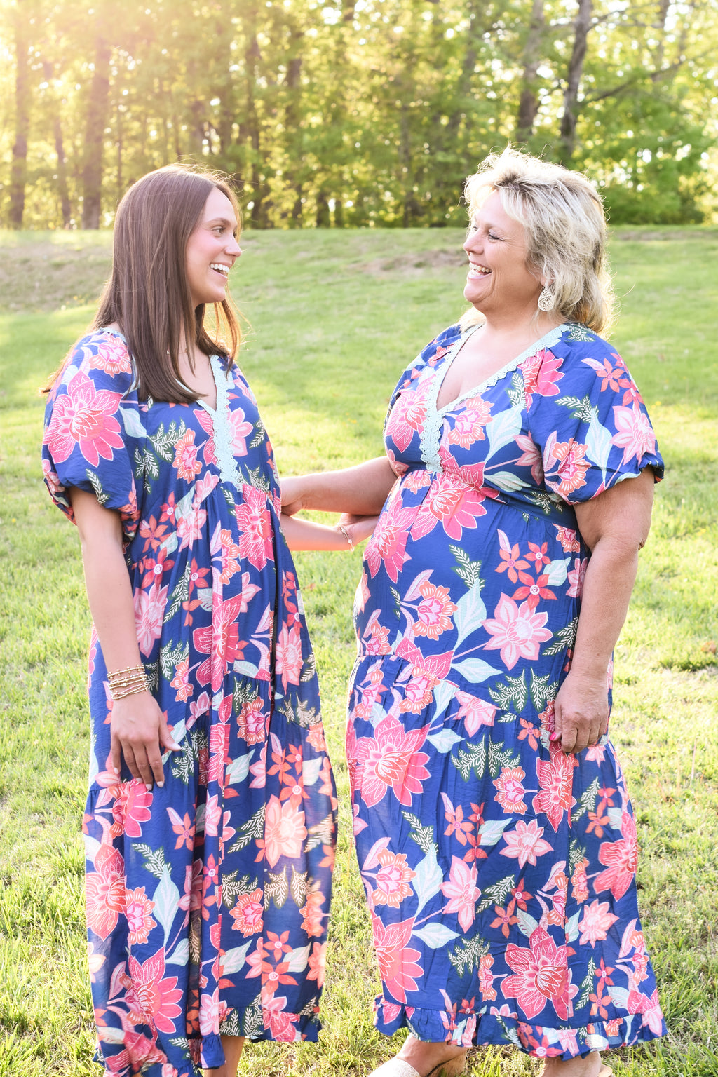 Umgee Floral Print V-Neck Maxi Dress