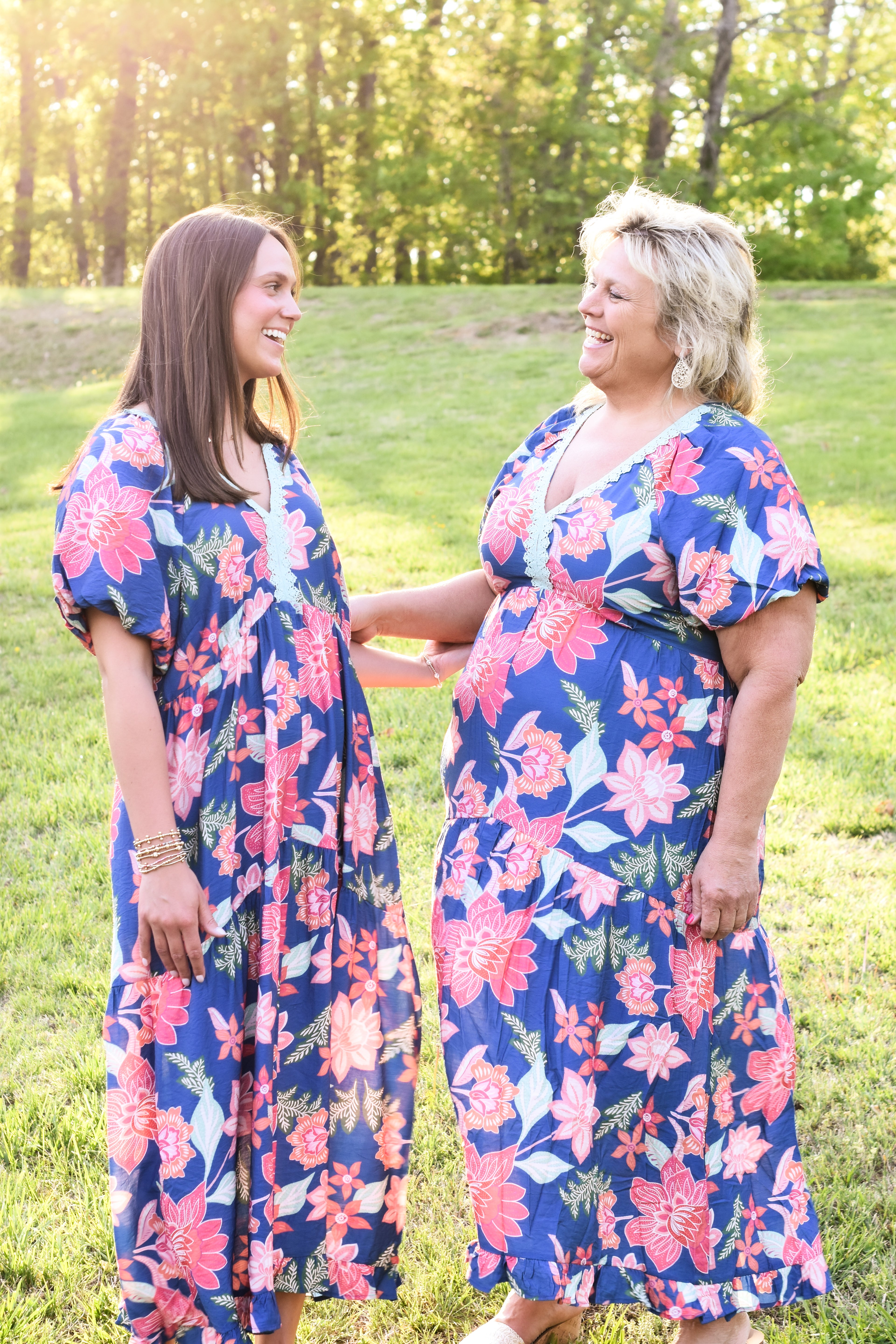 Umgee Floral Print V-Neck Maxi Dress