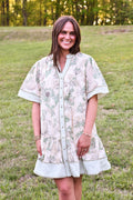 Umgee Botanical Print V-Neck Dress