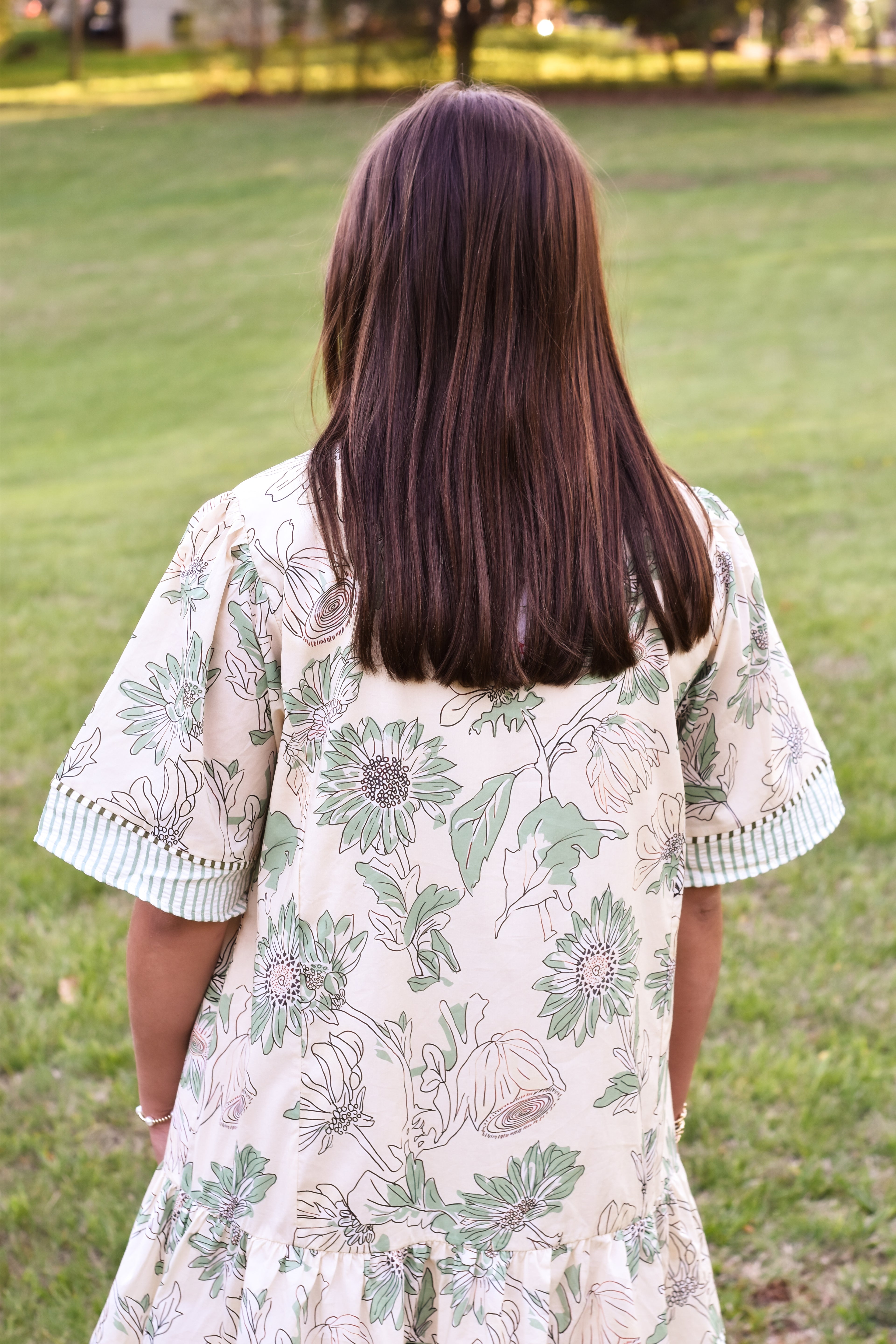 Umgee Botanical Print V-Neck Dress