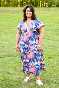 Umgee Floral Print V-Neck Maxi Dress