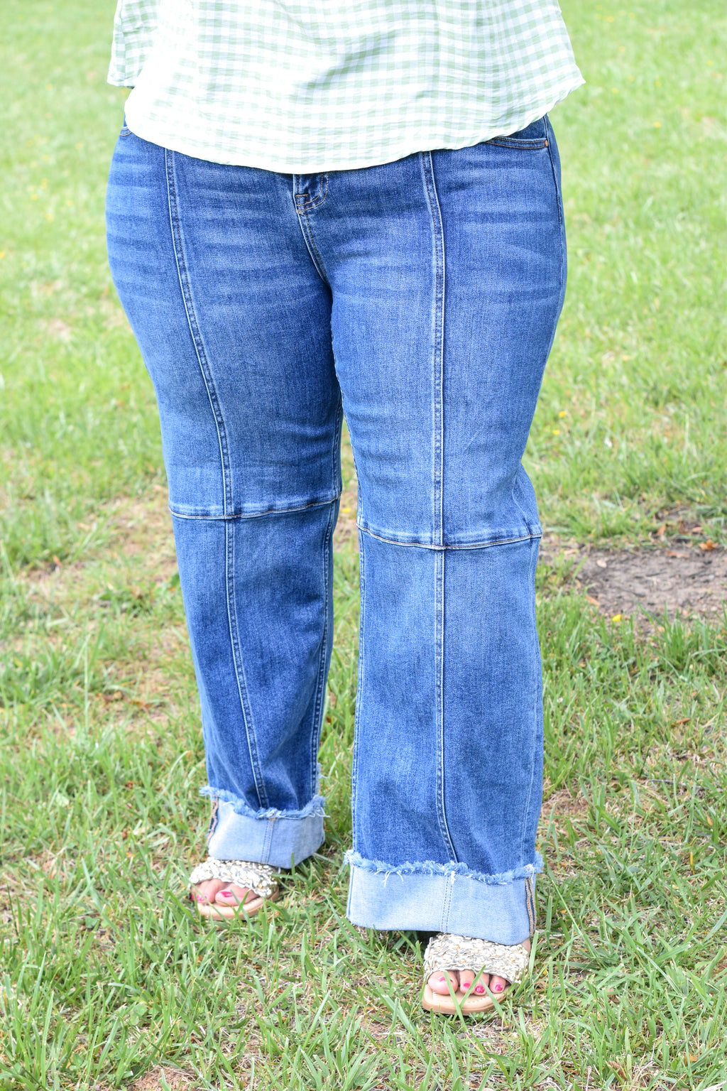 Risen Slouchy Crop Wide Seam Detailed Jeans