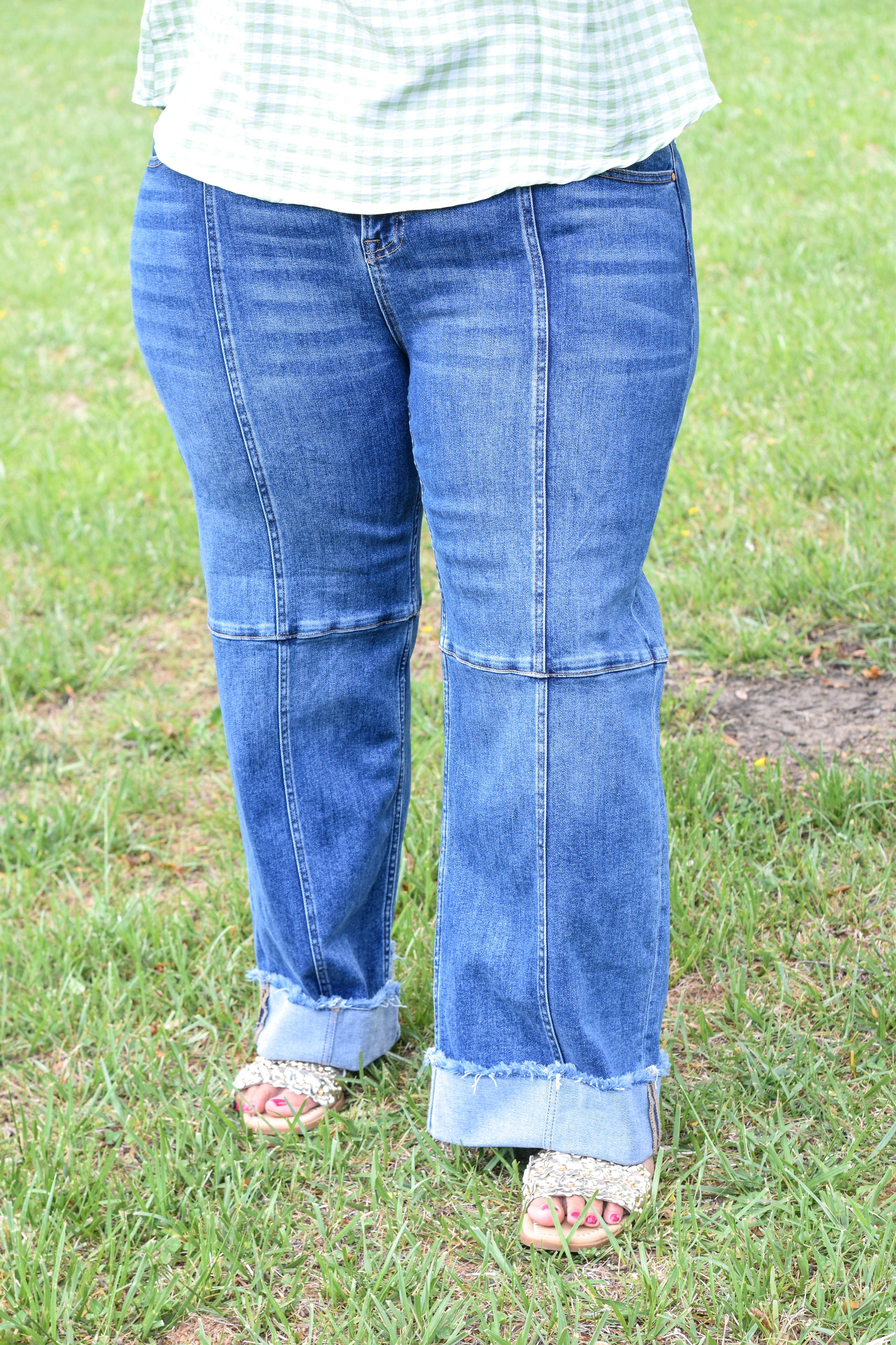 Risen Slouchy Crop Wide Seam Detailed Jeans