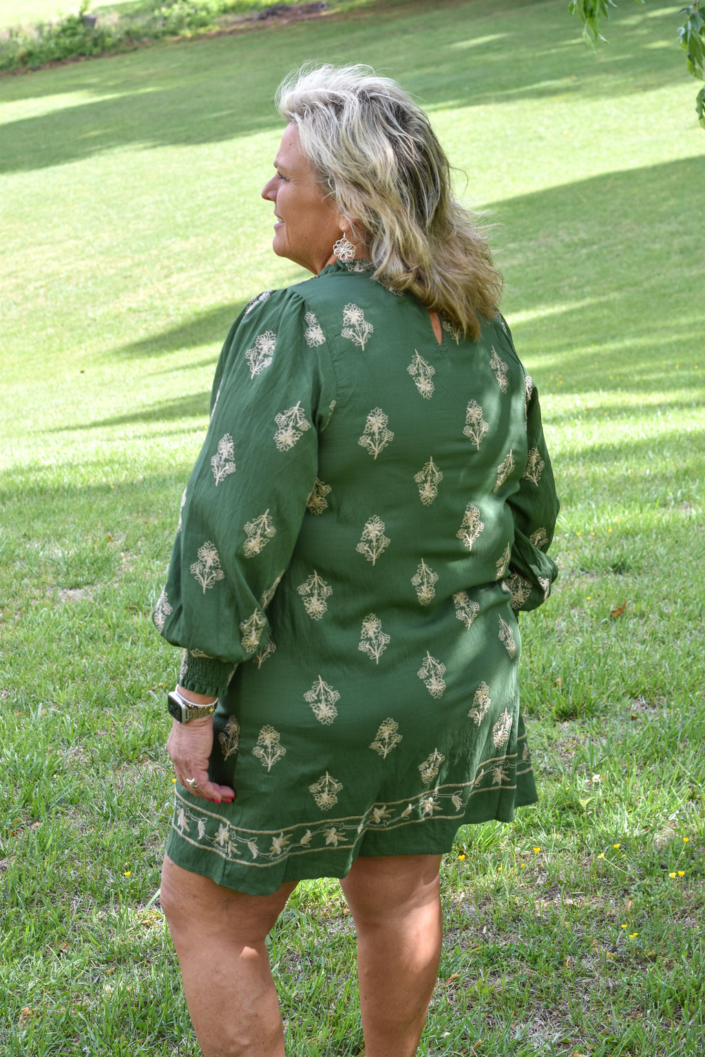 Embroidered Long Sleeve Mini Dress