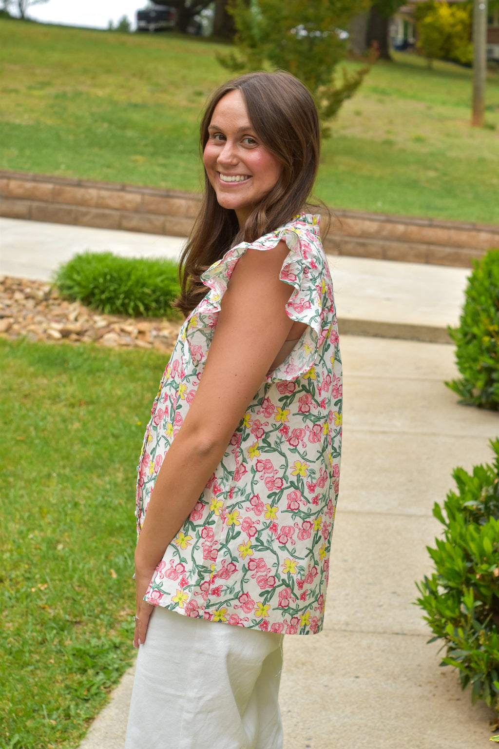 Floral Print Ruffle Top