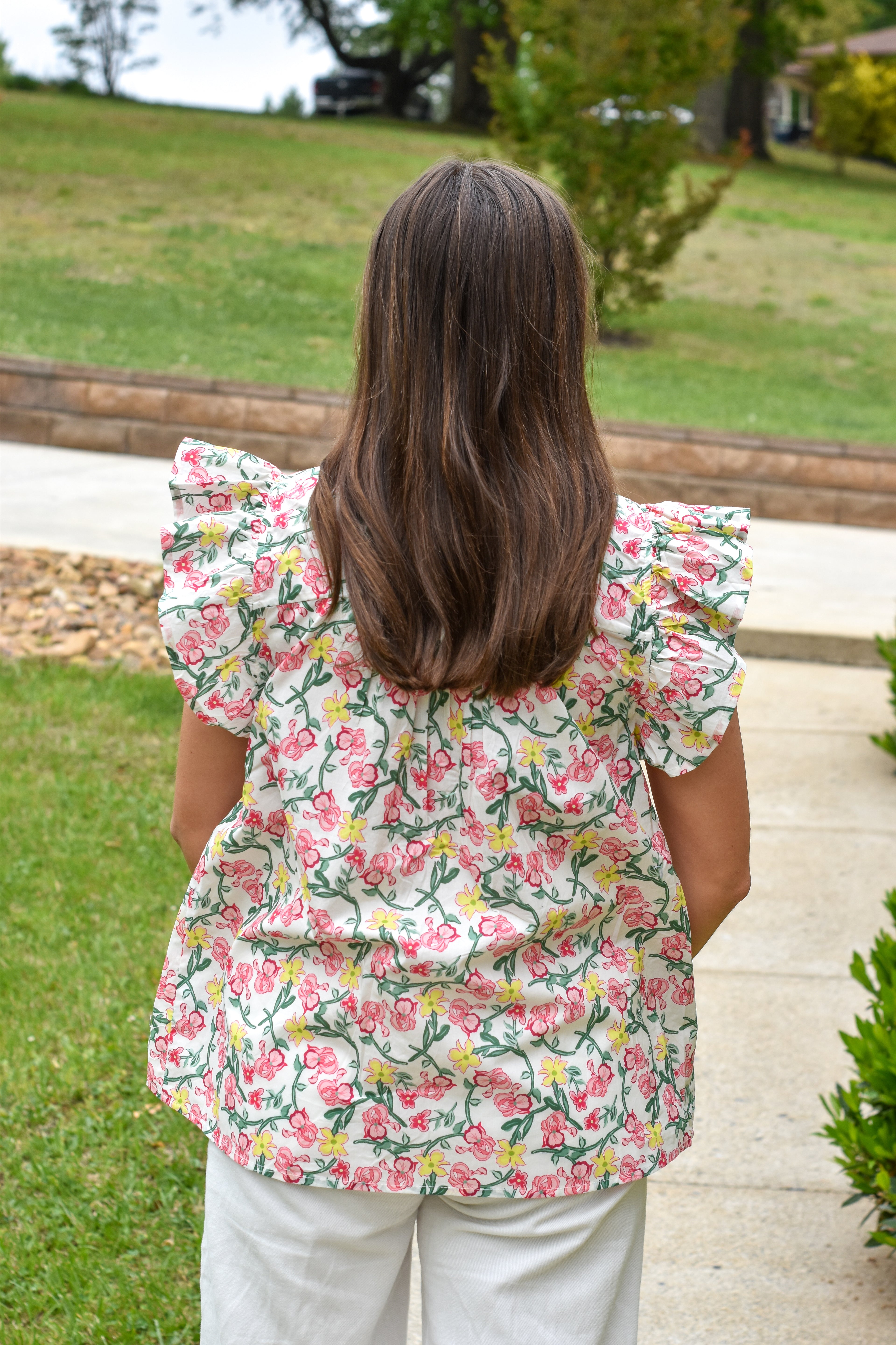 Floral Print Ruffle Top